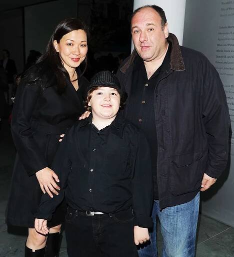 Actor James Gandolfini (R), wife Deborah Lin (L) and son Michael Gandolfini attend the 2010 Tribeca Film Festival opening night premiere after party for "Shrek Forever After" at the MOMA on April 21, 2010 in New York City