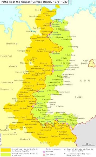 Východní & Západní Německo NDR NSR: Mapa rozdělení
