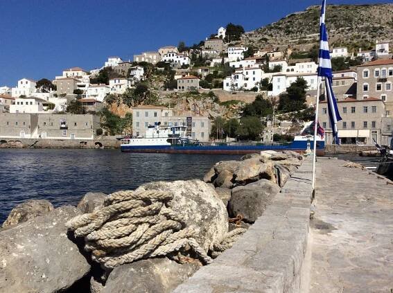 Hydra Harbour on Hydra Island Greece, what to expect of Hydra harbor. Copyright Kelsey Edwards of HydraDirect.