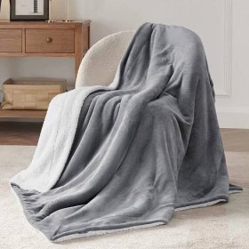 Bedsure Sherpa Fleece Throw Blanket Grey - Thick and Warm Blankets Soft and Fuzzy Throw, 50x60 Inches - Walmart.com