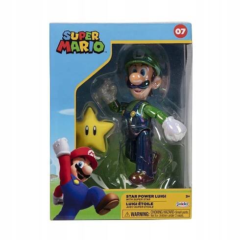 Nintendo Super Mario Figur Luigi w/Star in Sammlerbox, 10 cm