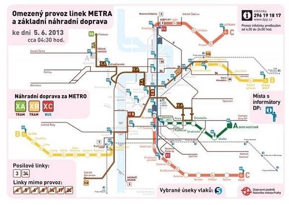 Schéma pražské dopravy k 5. červnu.