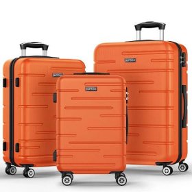 Sunbee 3 Piece Luggage Sets ABS Hardshell Hardside TSA Lock Lightweight Durable Spinner Wheels Suitcase