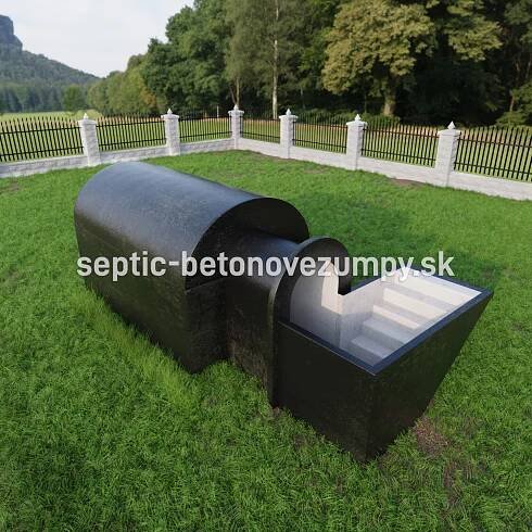 Betonový sklep s klenbou + předsíň + schody pravé