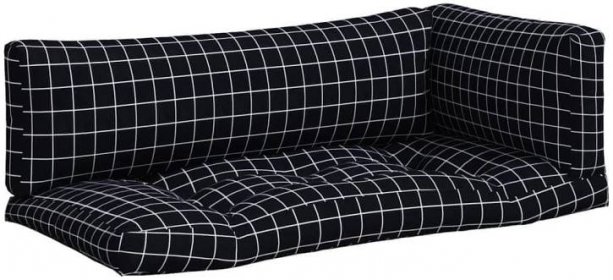 Vidaxl Podušky na nábytek z palet 3 ks černé kostkovaný vzor oxford