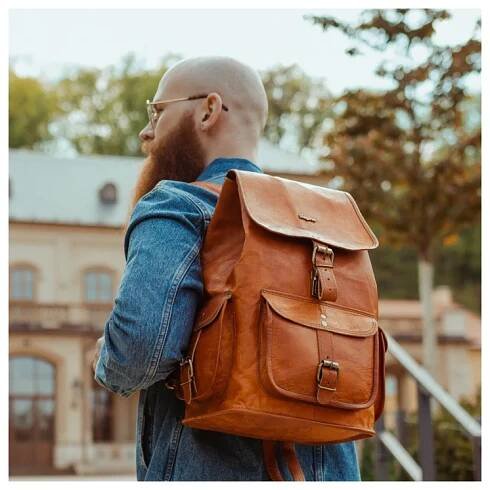 Batoh kožený unisex Bagind Headley - hnědý