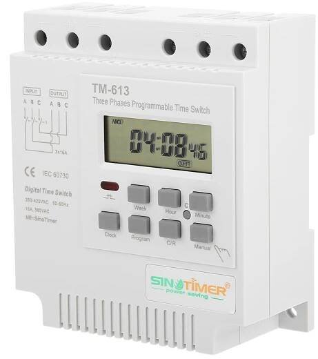 TM-163 Třífázový digitální časovač 380 V s týdenním programovatelným řízením