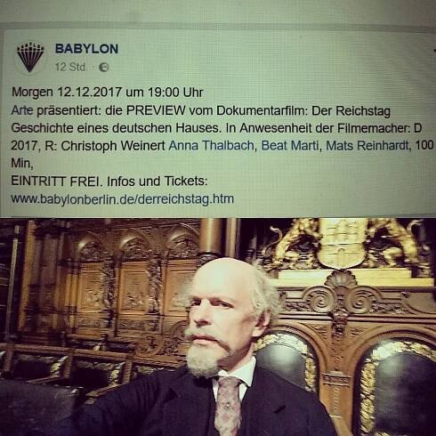 12/2017: Opening night of "Der Reichstag" on Dec.12th at Babylon-Cinema Berlin, presented by ARTE.