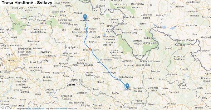 Hostinné-Svitavy, mapa trasy
