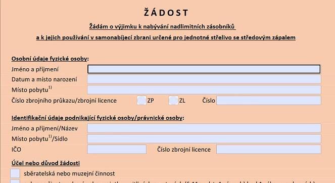 Nové formuláře na úseku zbraní a střeliva - Prodej zbraní online