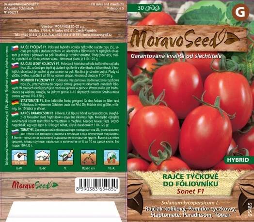 MoravoSeed Sonet F1 Rajče tyčkové hybrid do fóliovníku 30 ks