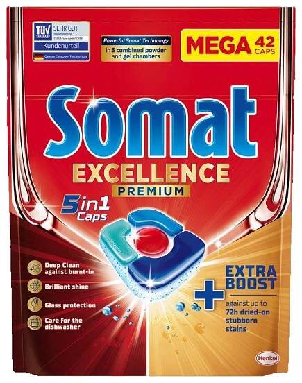 Somat tablety do myčky Excellence Premium 5v1, 42 ks
