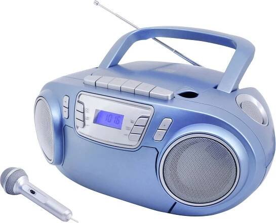 soundmaster SCD5800BL SCD5800BL rádio s CD, FM, USB, kazeta, rádiopřehrávač, včetně mikrofonu, modrá