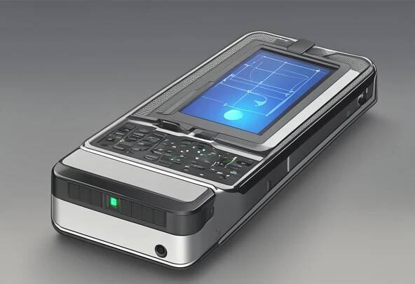 A portable tracking device emits a signal, displayed on a screen, as it tracks the movement of an object in real-time