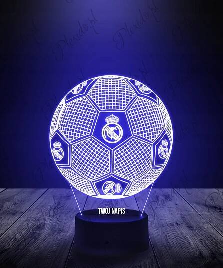 LAMPIČKA na SKLO Soška Fotbal Real Madrid 3D LED RGB + DÁLKOVÝ OVLADAČ 16 KOL Stav balení originální