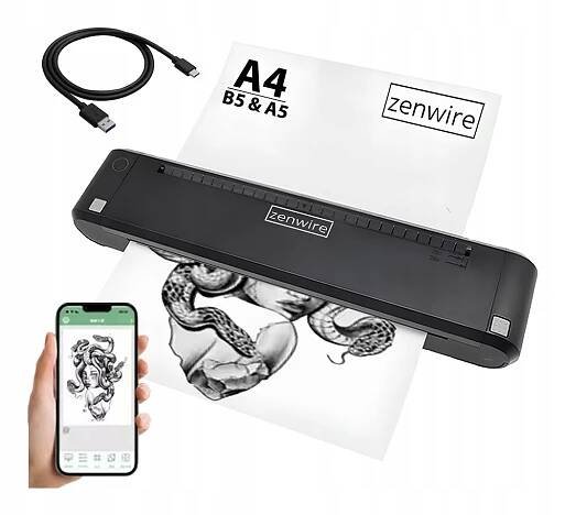Malá mini termická tiskárna A4 s přenosnou obrazovou dokumentací USB-C Bluetooth