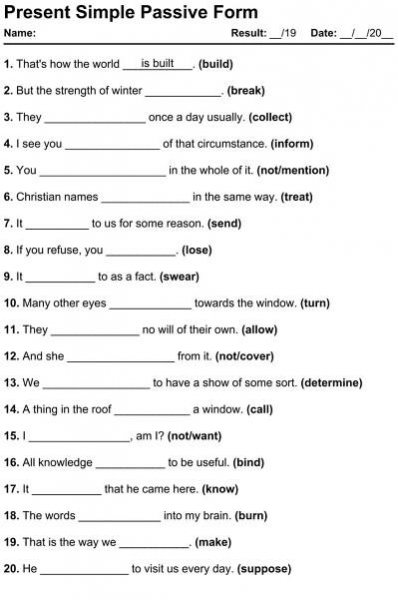 Present Simple Passive Exercises - PDF Worksheet 3
