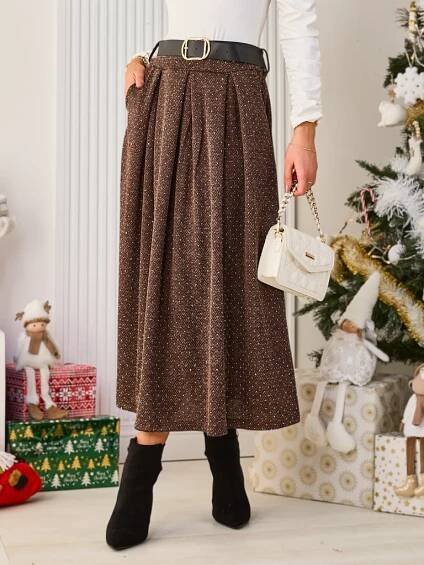 Dámská midi sukně od Royalfashion - hnědý | Royal-fashion.cz - online obchod s obuví