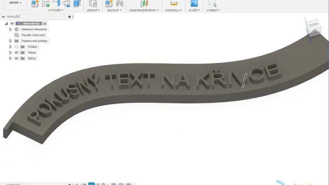 Fusion 360 - text podél oblouku či křivky