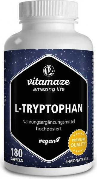 L-tryptofan 500 mg veganské kapsle s vysokou dávkou 180 ks