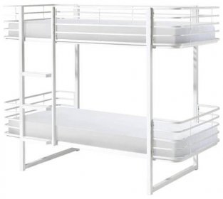 Pevná kovová patrová postel bílá 90x200 cm