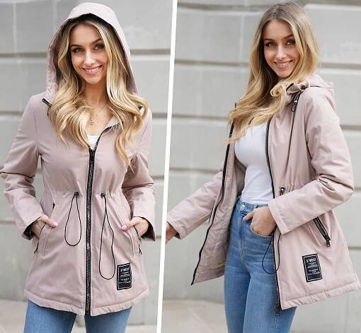 MÓDNÍ ZEŠTÍHLUJÍCÍ PARKA BUNDA S KAPUCÍ, 3 BARVY, VELIKOST XL Velikost XL