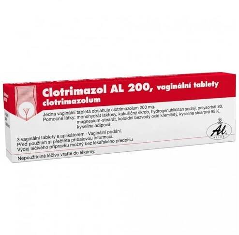 Clotrimazol AL 200 mg 3 vaginální tablety + aplikátor