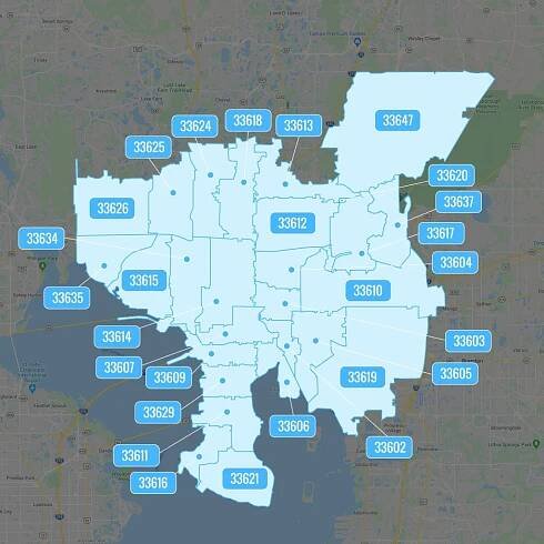 Tampa ZIP Code Map