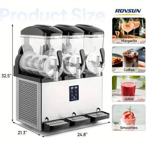 4 gallon 15l commercial slushie machine stainless steel margarita   drink maker with   cooling   panel removable drip trays 110v for   bars parties margarita machine for home   sleek appliance durable construction Product details 15