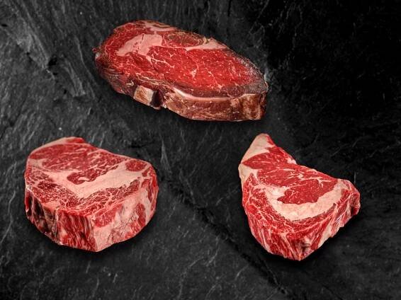 Steak Probierpaket - Entrecote, Rib Eye nach Reifearten, Steak Paket
