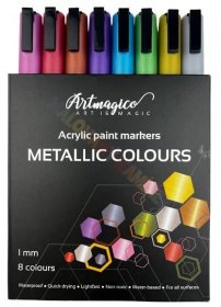 Artmagico Akrylový fix s jemným hrotem - metalické - 8 ks