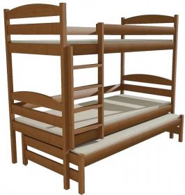 Patrová postel s výsuvnou přistýlkou PPV 009 90 x 190 cm  - DUB