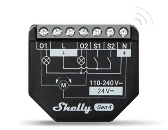 Shelly 2PM Gen4 - spínací modul s meraním spotreby 2x 10A (WiFi, Bluetooth, Zigbee, Matter)