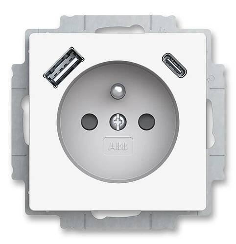 Zásuvka ABB ZONI s USB nabíjením A+C, bílá