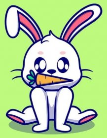 Roztomilý králíček jíst mrkev kreslené ikony ilustrace — Ilustrace