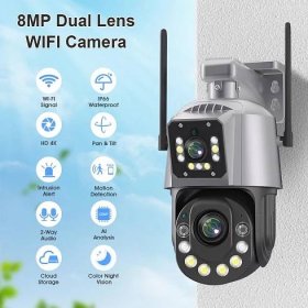 EVKVO Outdoor 4K 8MP Wireless WIFI Dual Lens Securtiy Surveillence PTZ Human Motion Detection 50x Optical Zoom Waterproof CCTV ONVIF