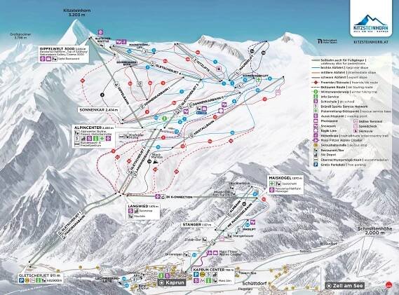 Kaprun - Kitzsteinhorn - mapa sjezdovek