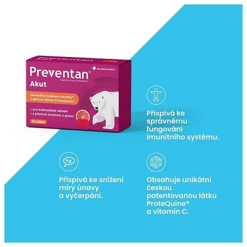 Preventan Akut s příchutí brusinek a grepu tbl.30