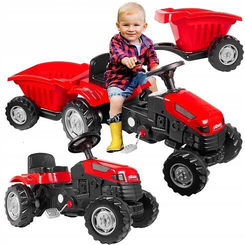 Dětský šlapací traktor s vlečkou Active Pedal červený - detijezdi.cz