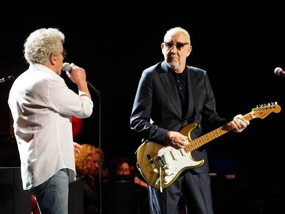 Roger Daltrey and Pete Townshend from The Who onstage