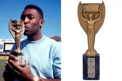 Pele and Jules Rimet trophy