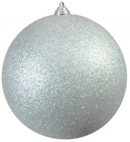 Vánoční ozdoba 20cm, stříbrná koule s glitry