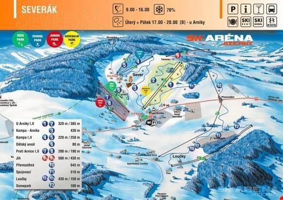 ski severák mapa