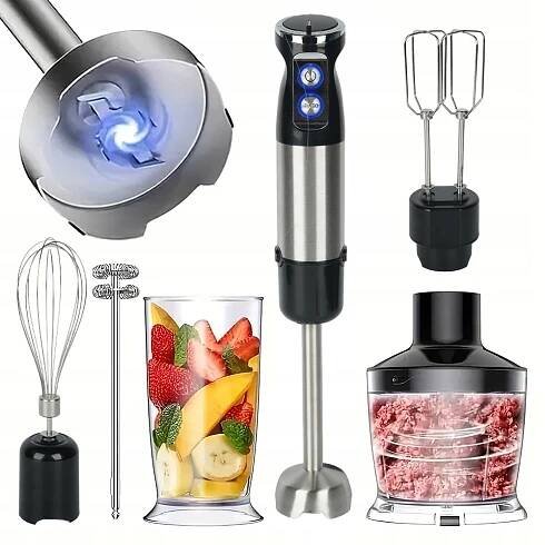 MULTIFUNKČNÍ RUČNÍ MIXÉR SADA 6v1 KUCHYŇSKÝ ROBOT 12 ÚROVNÍ VÝKONNÝ 800 W