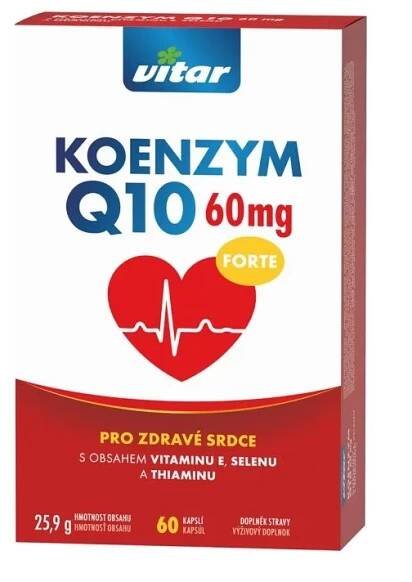 Vitar Koenzym Q10 60 mg + Selen + vitamin E + thiamin 60 kapslí