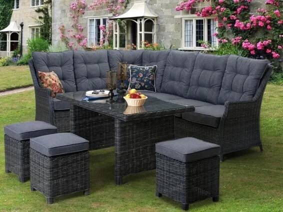 Rojaplast zahradní luxusní plastová ratanová souprava HOUSTON antracit