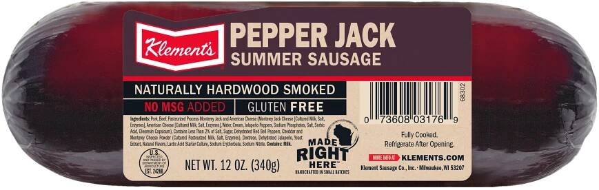 12 OZ Pepper Jack Summer Sausage - Klement's