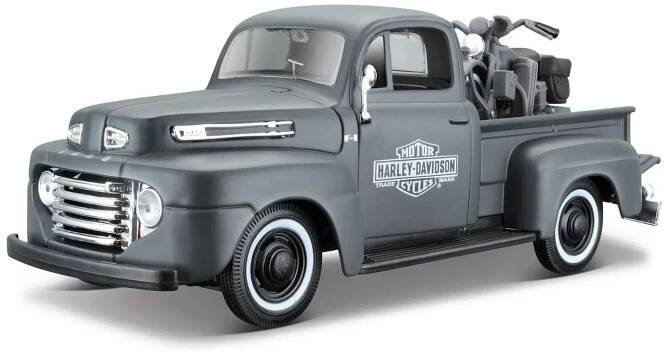 Maisto - Harley-Davidson Custom, 1948 Ford F-1 Pickup + 1:24 1942 WLA Flathead, 1:24