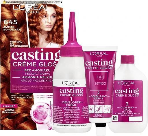L'Oréal Paris Casting Crème Gloss semipermanentná farba na vlasy 645 jantár 1×180 ml, farba na vlasy