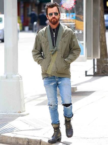 EXCLUSIVE: Justin Theroux is Pictured on a Solo Stroll in the East Village in New York City